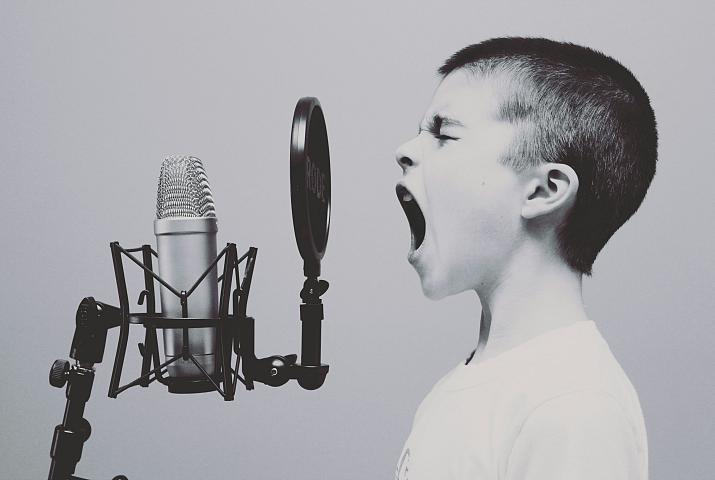 Photo d'illustration d'un enfant qui crie dans un micro